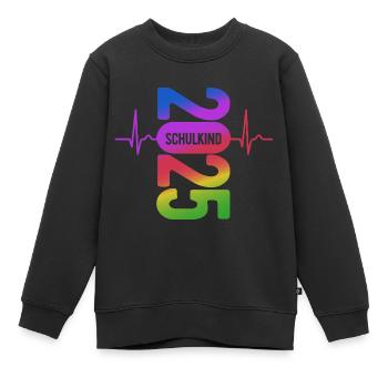 Schulkind 2025 - EKG - Puls - Einschulung - Kinder Premium Organic Sweatshirt - Schwarz - Vorne - AI Model Kid Female (0cm)