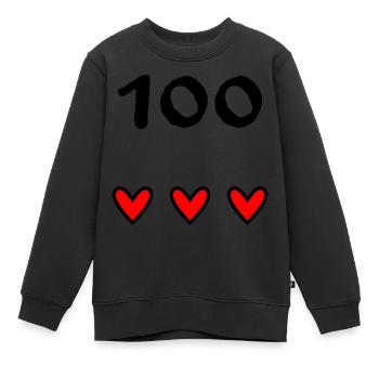 100 ANS. 100e ANNIVERSAIRE. ANNIVERSAIRE 100 ANS. - Sweat Premium enfant bio - noir - Devant - AI Model Kid Female (0cm)
