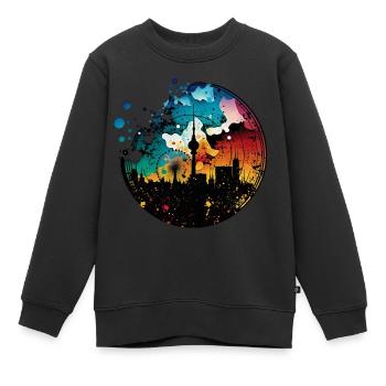 Berlin Skyline Silhouette Graffiti Fernsehturm - Kinder Premium Organic Sweatshirt - Schwarz - Vorne - AI Model Kid Female (0cm)