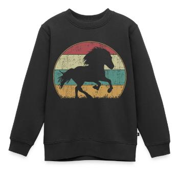 Icelandic Horse Tölt Retro Vintage Silhouette - Kids Premium Organic Sweatshirt - black - Front - AI Model Kid Female (0cm)