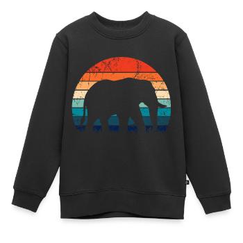 Elefant - Großwild, Stoßzahn, Elfenbein sunset - Kinder Premium Organic Sweatshirt - Schwarz - Vorne - AI Model Kid Female (0cm)