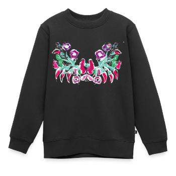 ungarische blumen,Ranke,floral,pink,Blumen - Kinder Premium Organic Sweatshirt - Schwarz - Vorne - AI Model Kid Female (0cm)
