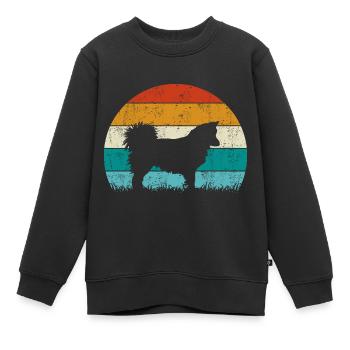 Islandhund Vintage Retro - Sweat Premium enfant bio - noir - Devant - AI Model Kid Female (0cm)
