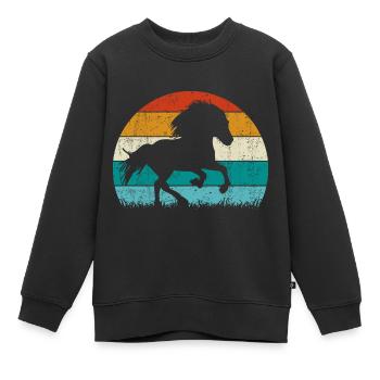Icelandic Horse Tölt Retro Vintage - Kids Premium Organic Sweatshirt - black - Front - AI Model Kid Female (0cm)