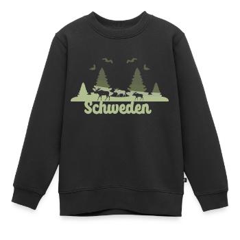 schweden mint, sommer, landschaft, skyline,natur, - Kinder Premium Organic Sweatshirt - Schwarz - Vorne - AI Model Kid Female (0cm)