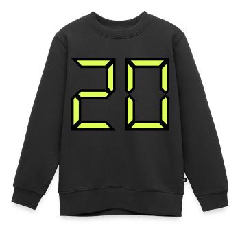 20 ANS,20e ANNIVERSAIRE,ANNIVERSAIRE 20 ANS,20 - Sweat Premium enfant bio - noir - Devant - AI Model Kid Female (0cm)