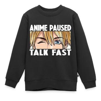ANIME PAUSED TALK FAST - Sweat Premium enfant bio - noir - Devant - AI Model Kid Female (0cm)
