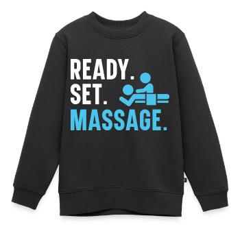 Fertig. Fertig. Massage. Therapeutin Massage-Thera - Kinder Premium Organic Sweatshirt - Schwarz - Vorne - AI Model Kid Female (0cm)