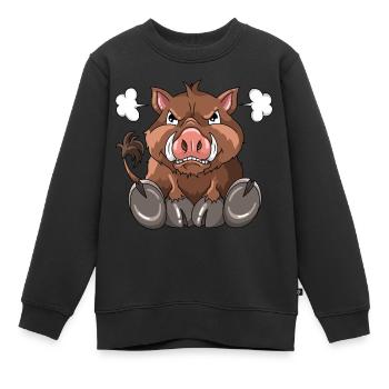 Sanglier en colère forêt habitants - Sweat Premium enfant bio - noir - Devant - AI Model Kid Female (0cm)