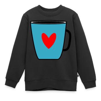 - KAFFEE. CAFE. - HUMOR. - TASSE. - TEA. THE THE - Kinder Premium Organic Sweatshirt - Schwarz - Vorne - AI Model Kid Female (0cm)