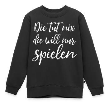Die tut nix, die will nur spielen - Damen Spruch - Kinder Premium Organic Sweatshirt - Schwarz - Vorne - AI Model Kid Female (0cm)