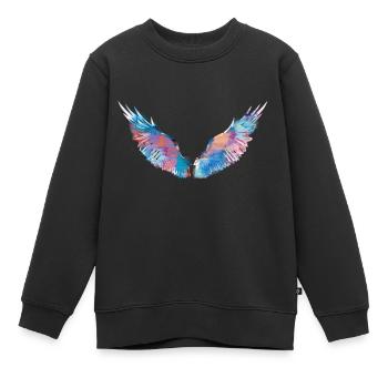 ailes d’ange, ailes, aquarelle, rouge, ailes d’ange - Sweat Premium enfant bio - noir - Devant - AI Model Kid Female (0cm)