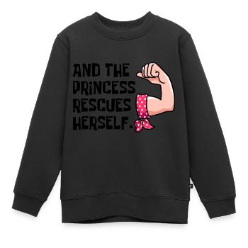 und die Prinzessin rettet sich - Kinder Premium Organic Sweatshirt - Schwarz - Vorne - AI Model Kid Female (0cm)