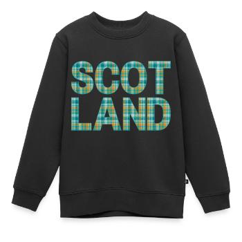 Schottland Tartan Schriftzug Dudelsack Highlands - Kinder Premium Organic Sweatshirt - Schwarz - Vorne - AI Model Kid Female (0cm)