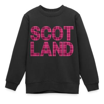 Schottland Tartan Schriftzug Dudelsack Highlands - Kinder Premium Organic Sweatshirt - Schwarz - Vorne - AI Model Kid Female (0cm)
