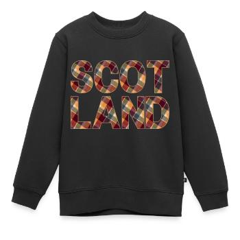 Schottland Tartan Schriftzug Dudelsack Highlands - Kinder Premium Organic Sweatshirt - Schwarz - Vorne - AI Model Kid Female (0cm)