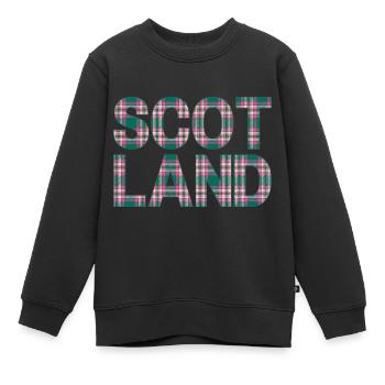 Schottland Tartan Schriftzug Dudelsack Highlands - Kinder Premium Organic Sweatshirt - Schwarz - Vorne - AI Model Kid Female (0cm)