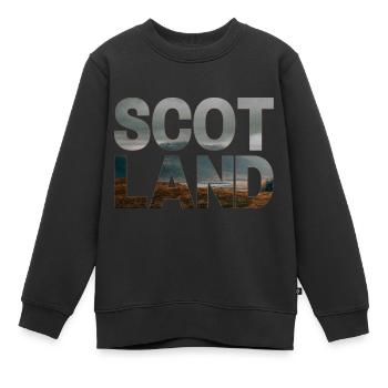 Schottland Tartan Schriftzug Dudelsack Highlands - Kinder Premium Organic Sweatshirt - Schwarz - Vorne - AI Model Kid Female (0cm)