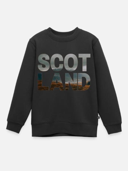 Schottland Tartan Schriftzug Dudelsack Highlands - Kinder Premium Organic Sweatshirt - Schwarz