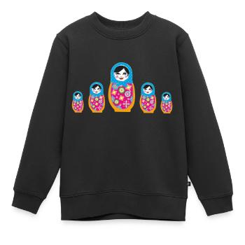 matroschka,Matroschka,Matrjoschka,Matruschka - Kinder Premium Organic Sweatshirt - Schwarz - Vorne - AI Model Kid Female (0cm)