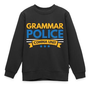 Grammatik-Polizei Komma-Einheit Englisch-Lehrer Sc - Kinder Premium Organic Sweatshirt - Schwarz - Vorne - AI Model Kid Female (0cm)