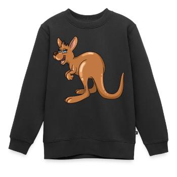Doux Kangourou marsupial Cartoon Australie - Sweat Premium enfant bio - noir - Devant - AI Model Kid Female (0cm)