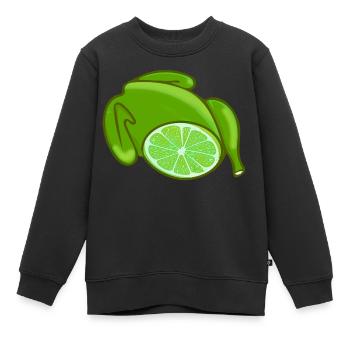 poulet, poulet, citron vert, poulet au citron, bande dessinée - Sweat Premium enfant bio - noir - Devant - AI Model Kid Female (0cm)