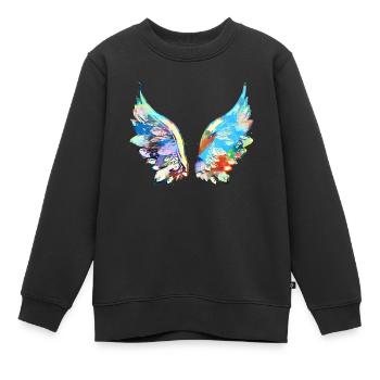 ailes d’ange, ailes, aquarelle, colorée, ailes d’ange - Sweat Premium enfant bio - noir - Devant - AI Model Kid Female (0cm)