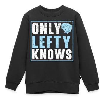 Seuls les gauchers connaissent le gaucher, gaucher Lin - Sweat Premium enfant bio - noir - Devant - AI Model Kid Female (0cm)