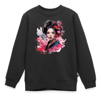 Geisha Design - Kinder Premium Organic Sweatshirt - Schwarz - Vorne - AI Model Kid Female (0cm)