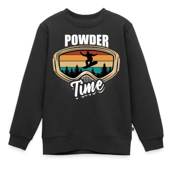 C’est l’heure de la poudreuse, du snowboard, du halfpipe, des sports d’hiver - Sweat Premium enfant bio - noir - Devant - AI Model Kid Female (0cm)