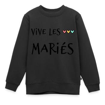 JUST MARRIED. VIVE LES MARIES. EVJF - Sweat Premium enfant bio - noir - Devant - AI Model Kid Female (0cm)