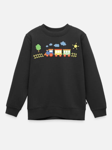 Train With Wagons - Kids Premium Organic Sweatshirt - black