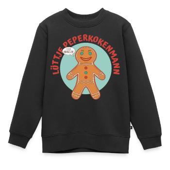 Lüttje Peperkokenmann Plattdeutsch - Kinder Premium Organic Sweatshirt - Schwarz - Vorne - AI Model Kid Female (0cm)