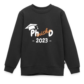 Docteur diplômé Phinished 2023 - Sweat Premium enfant bio - noir - Devant - AI Model Kid Female (0cm)