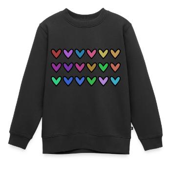 HERZ. HERZ. VALENTINSTAG. LIEBE. LIEBE. HERZ - Kinder Premium Organic Sweatshirt - Schwarz - Vorne - AI Model Kid Female (0cm)