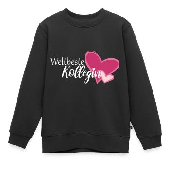 Weltbeste Kollegin Herz - Kinder Premium Organic Sweatshirt - Schwarz - Vorne - AI Model Kid Female (0cm)