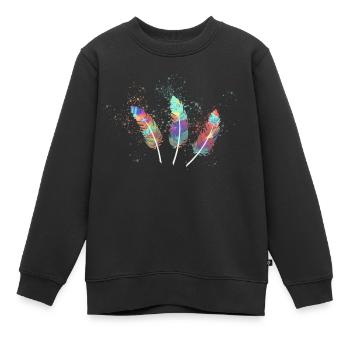 federn,bunt,feder,graffiti - Kinder Premium Organic Sweatshirt - Schwarz - Vorne - AI Model Kid Female (0cm)