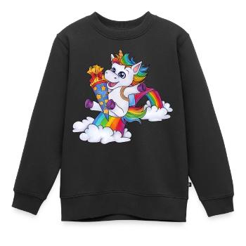 Niedliches Einhorn Schule Schulkind mit Zuckertüte - Kinder Premium Organic Sweatshirt - Schwarz - Vorne - AI Model Kid Female (0cm)