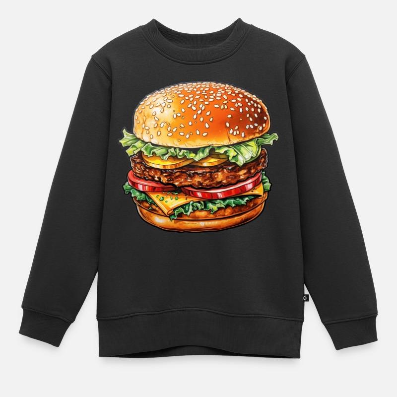 Burger - Sweat Premium enfant bio - noir