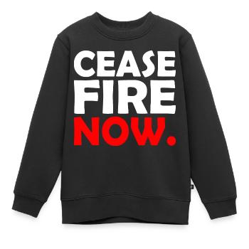 Ceasefire now - Kinder Premium Organic Sweatshirt - Schwarz - Vorne - AI Model Kid Female (0cm)