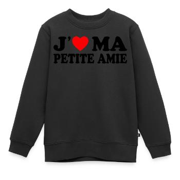 J'aime Ma Petite Amie Cadeau Amour Pour Amoureux - Sweat Premium enfant bio - noir - Devant - AI Model Kid Female (0cm)