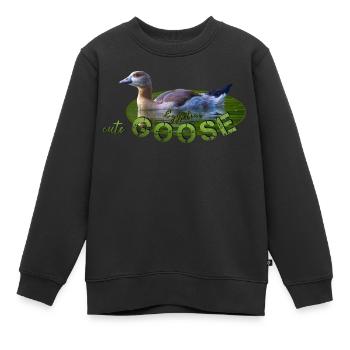 Oie du Nil Poussin Oiseau Oie - Sweat Premium enfant bio - noir - Devant - AI Model Kid Female (0cm)