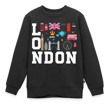 London England UK Great Britain - Kinder Premium Organic Sweatshirt - Schwarz - Vorne - AI Model Kid Female (0cm)