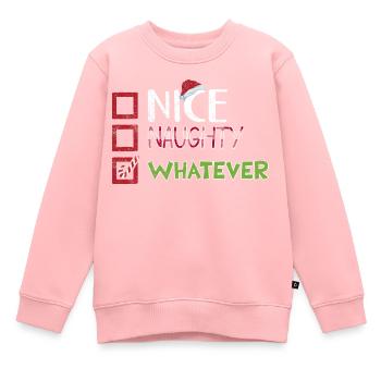 Christmas Xmas Humor Nice Naughty Whatever - Kids Premium Organic Sweatshirt - rose - Front - AI Model Kid Female (0cm)