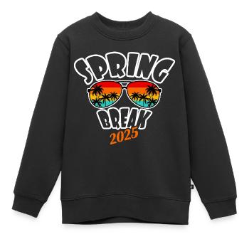 Spring Break 2025 Retro Sunset & Beach - Kids Premium Organic Sweatshirt - black - Front - AI Model Kid Female (0cm)
