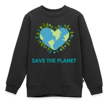 Save The Planet! - Kinder Premium Organic Sweatshirt - Schwarz - Vorne - AI Model Kid Female (0cm)