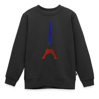 Tour Eiffel Bleu Blanc Rouge Tricolore Paris - Sweat Premium enfant bio - noir - Devant - AI Model Kid Female (0cm)