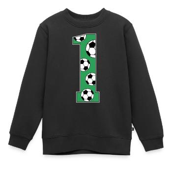 1st Birthday Football Green - Kids Premium Organic Sweatshirt - black - Front - AI Model Kid Female (0cm)