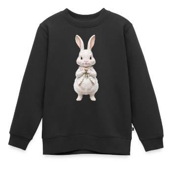 Lapin mignon blanc 6 - Sweat Premium enfant bio - noir - Devant - AI Model Kid Female (0cm)